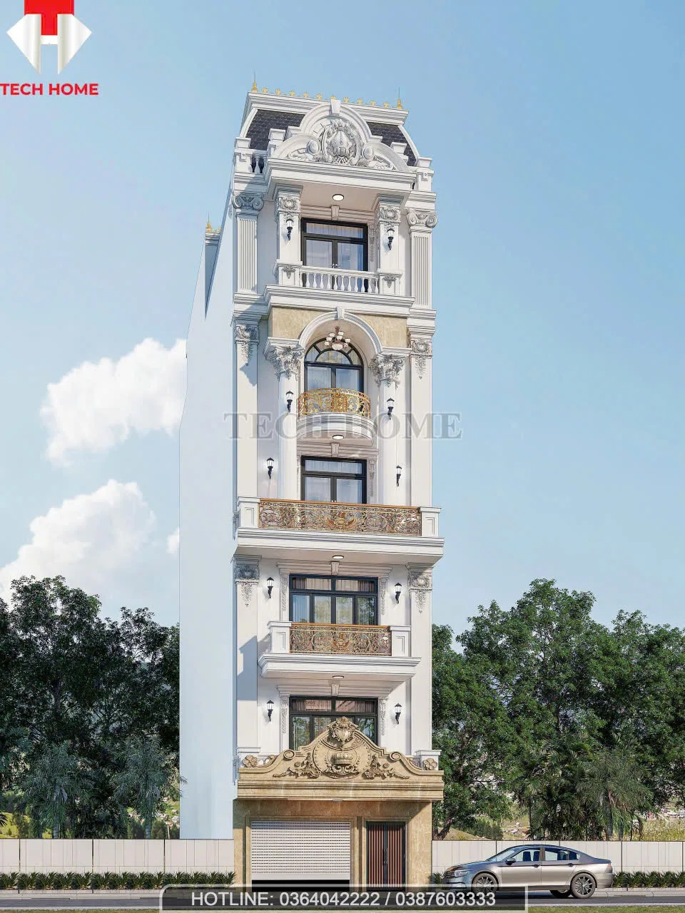 nhà phố mái Mansard nhiều tầng