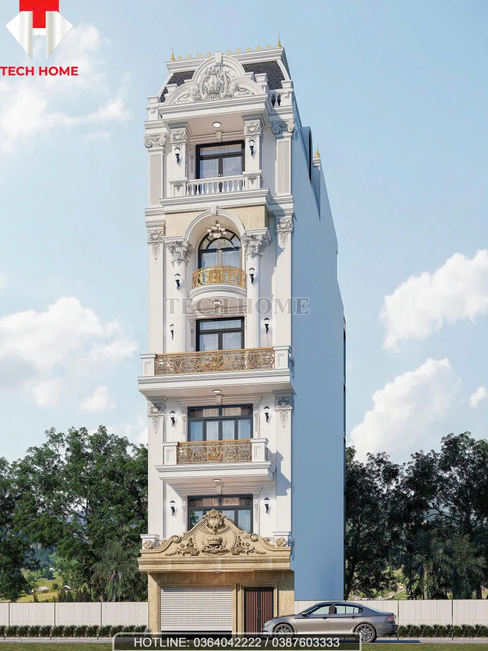 nhà phố mái Mansard nhiều tầng