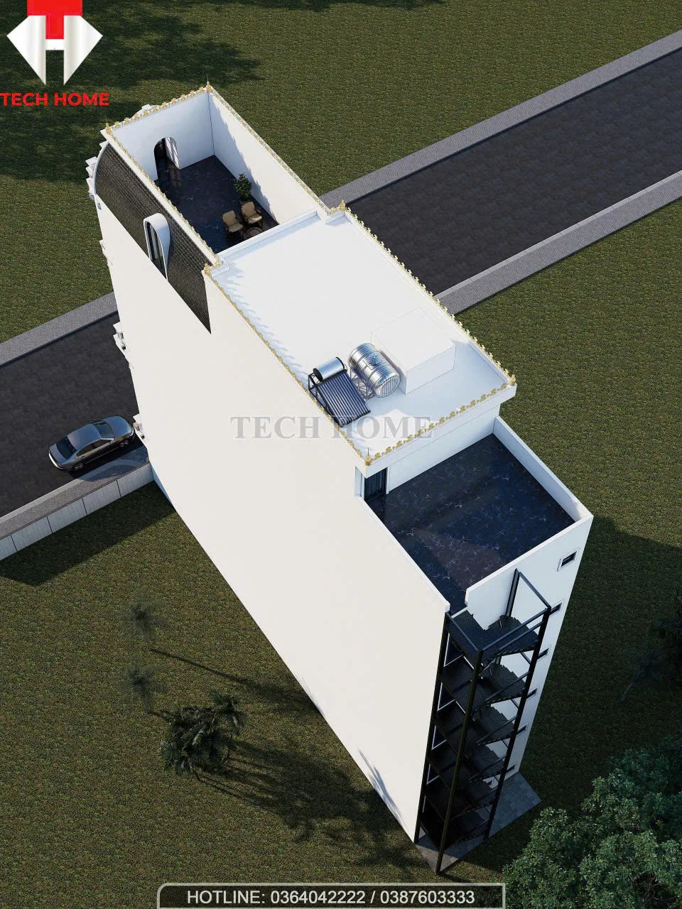 nhà phố mái Mansard nhiều tầng