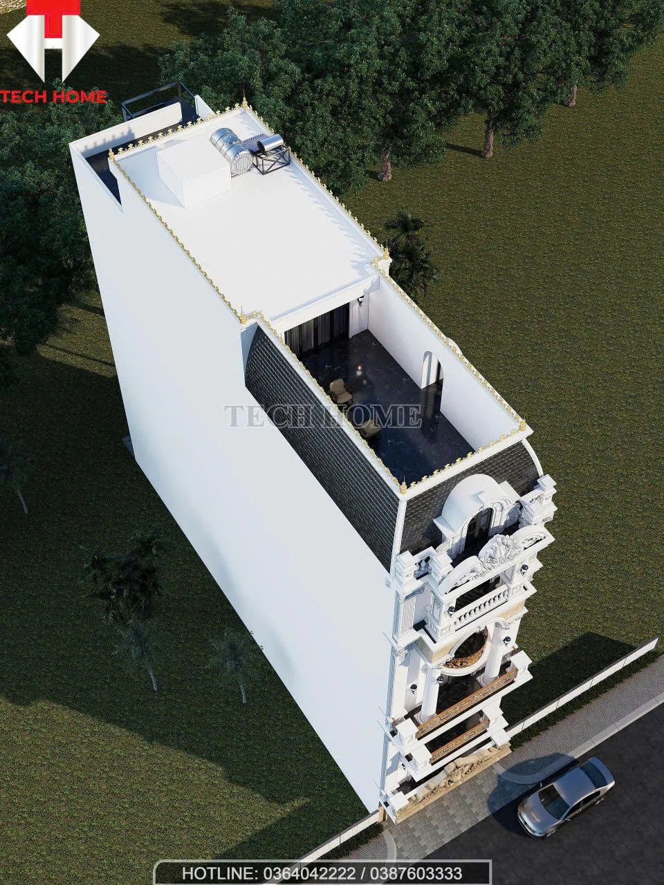 nhà phố mái Mansard nhiều tầng