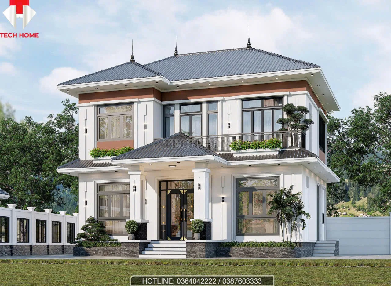 nhà vườn mái Nhật 2 tầng hiện đại