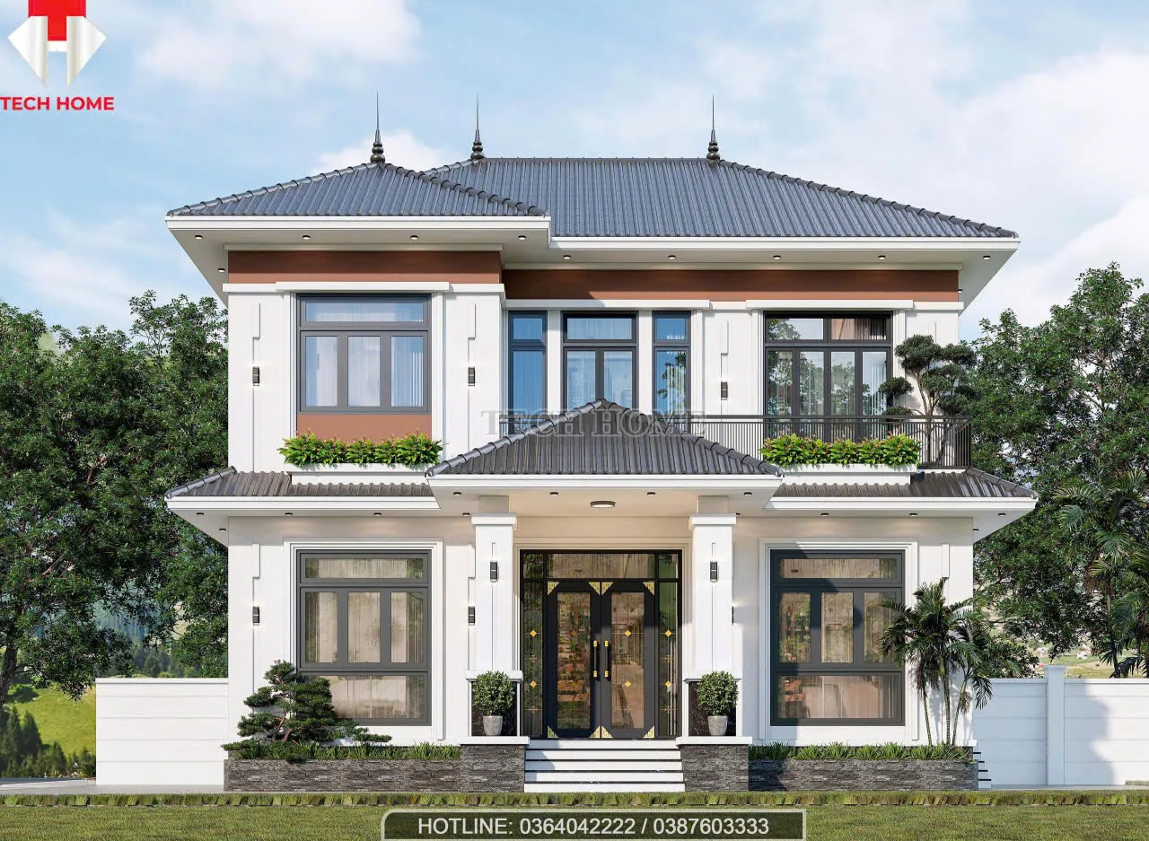 nhà vườn mái Nhật 2 tầng hiện đại