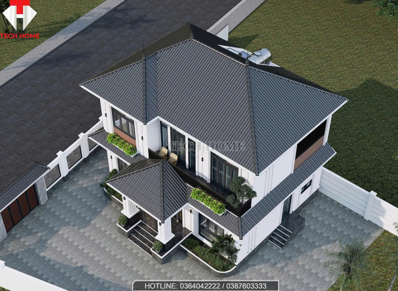 nhà vườn mái Nhật 2 tầng hiện đại