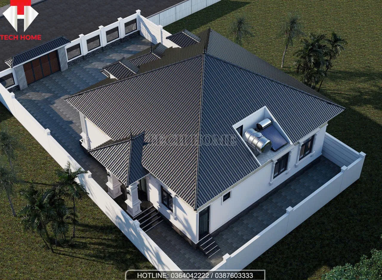 mẫu nhà vườn mái Nhật 1 tầng