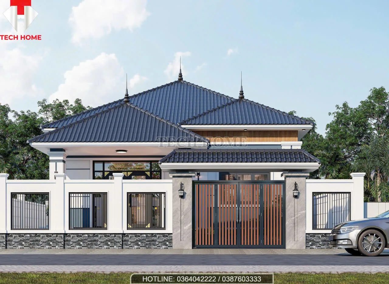 nhà vườn mái Nhật 1 tầng