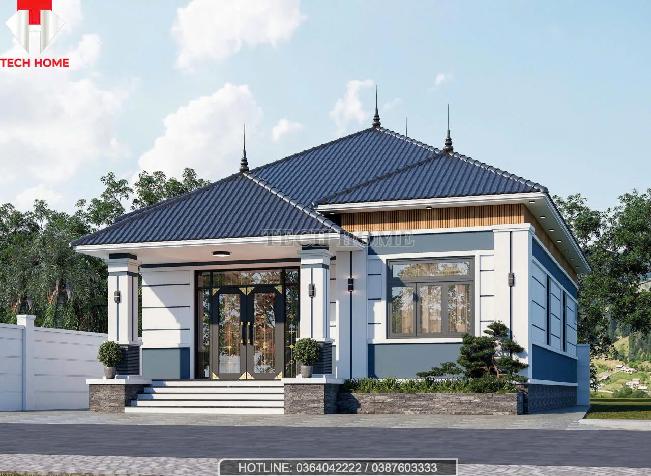 nhà vườn mái Nhật 1 tầng