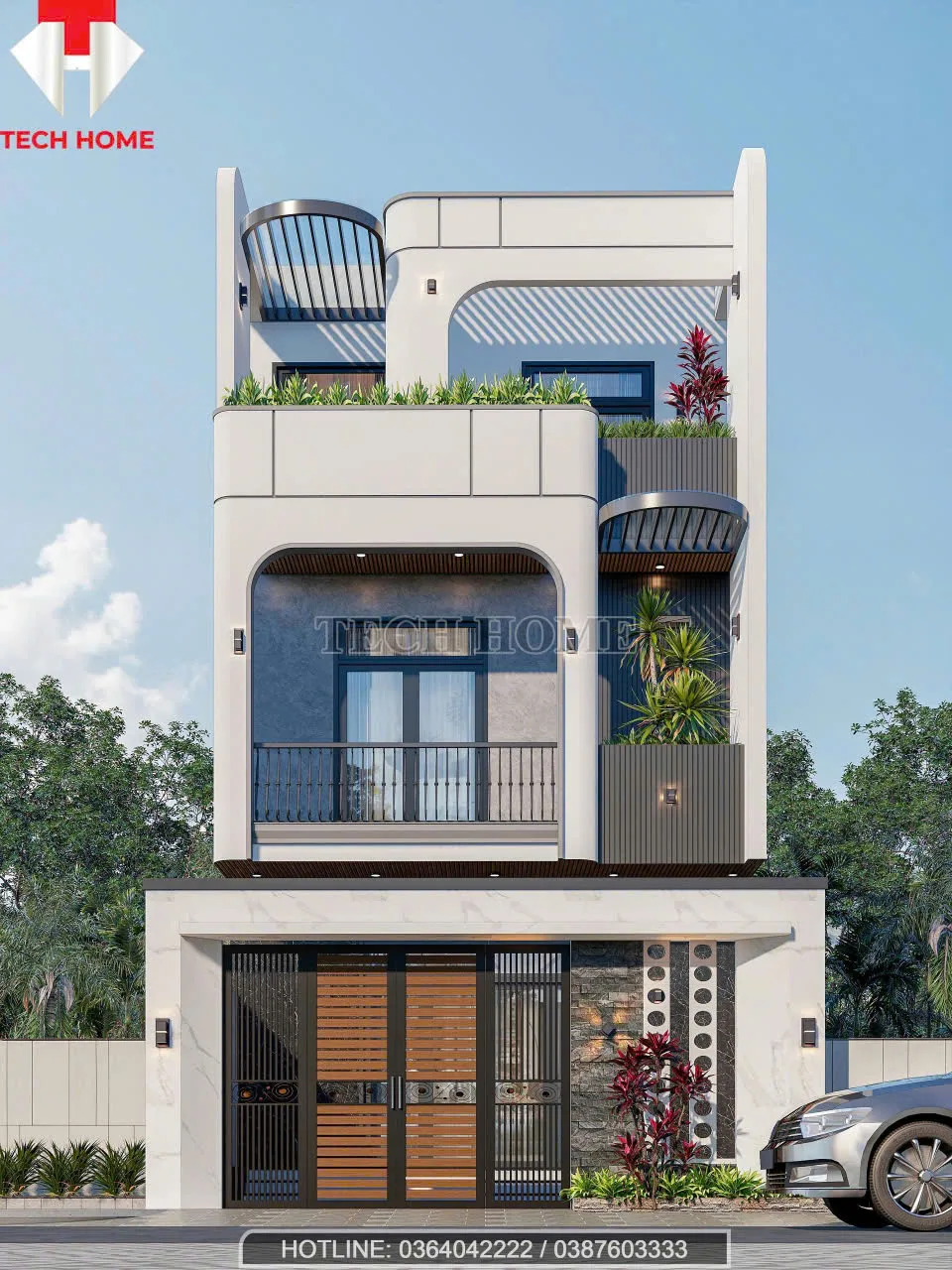 nhà phố hiện đại 2 tầng 1 tum