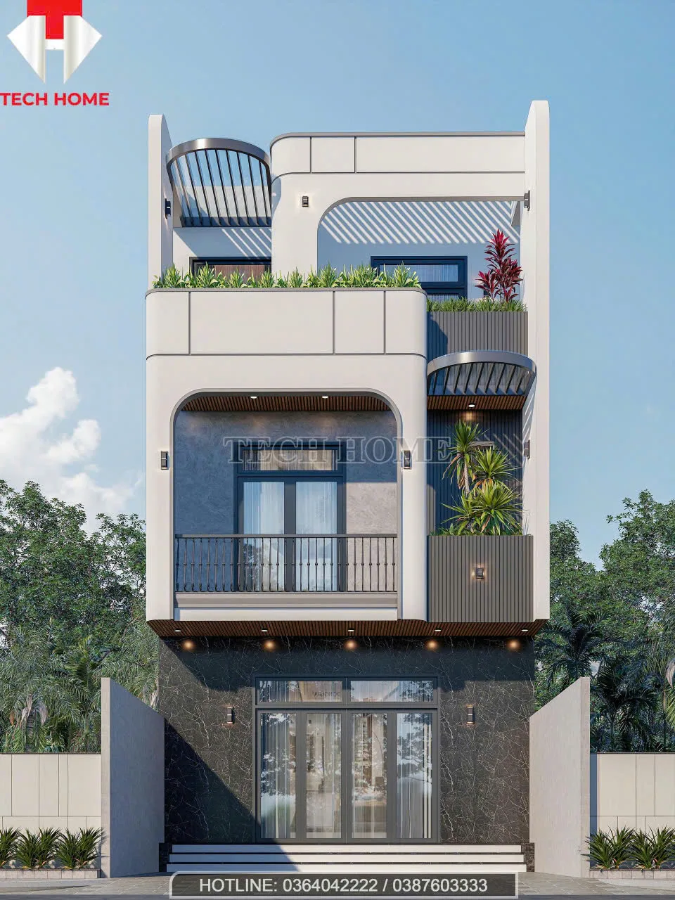 nhà phố hiện đại 2 tầng 1 tum