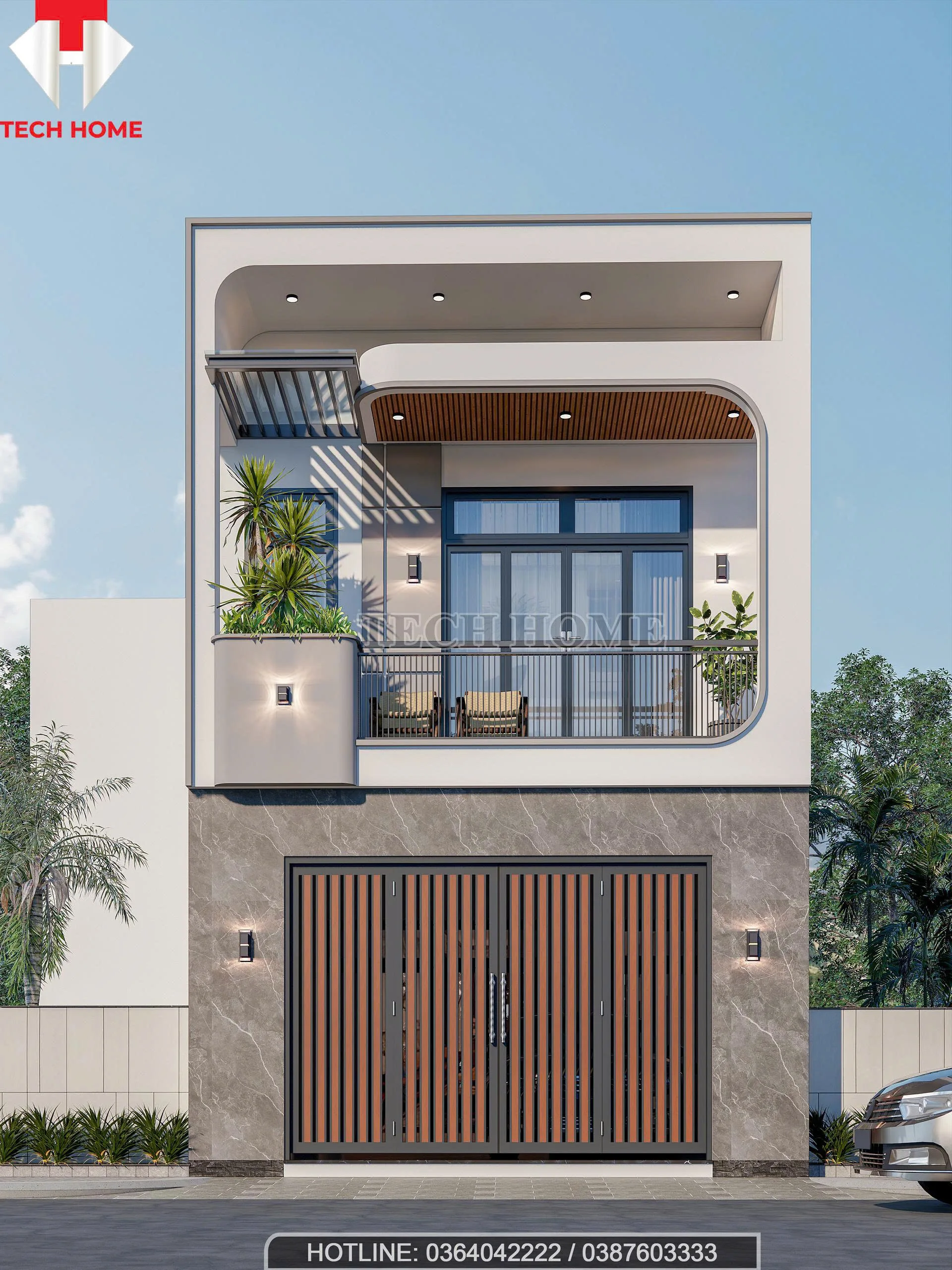 Mẫu nhà phố 2 tầng hiện đại