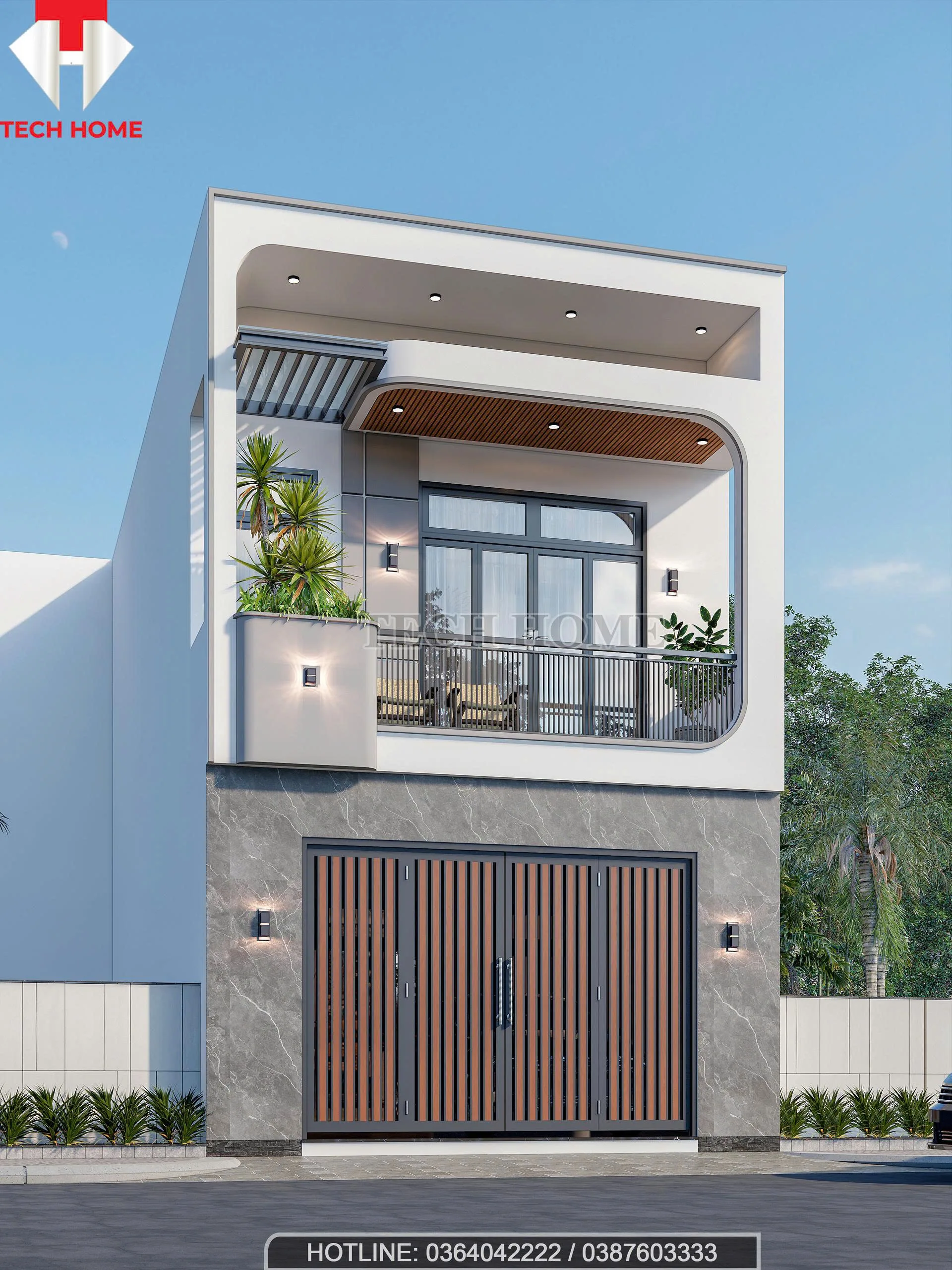 Mẫu nhà phố 2 tầng hiện đại