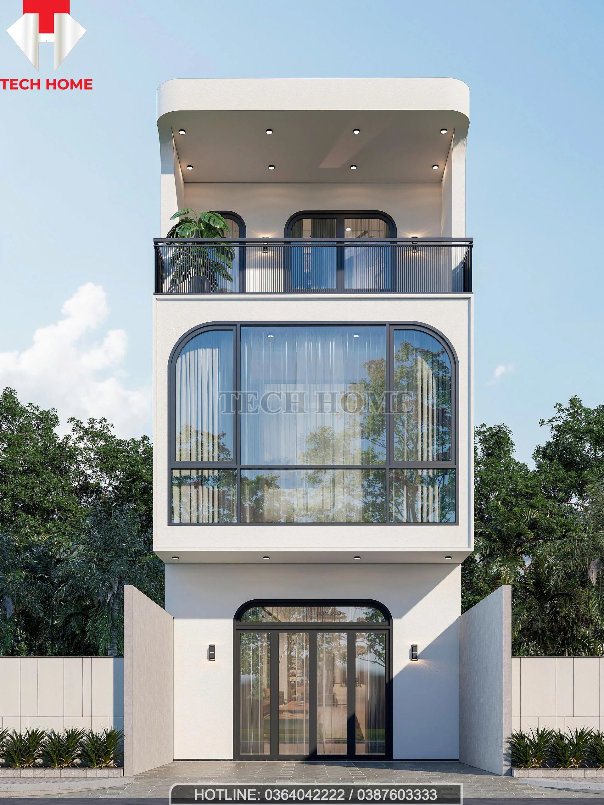 nhà phố 2 tầng 1 tum mái bằng