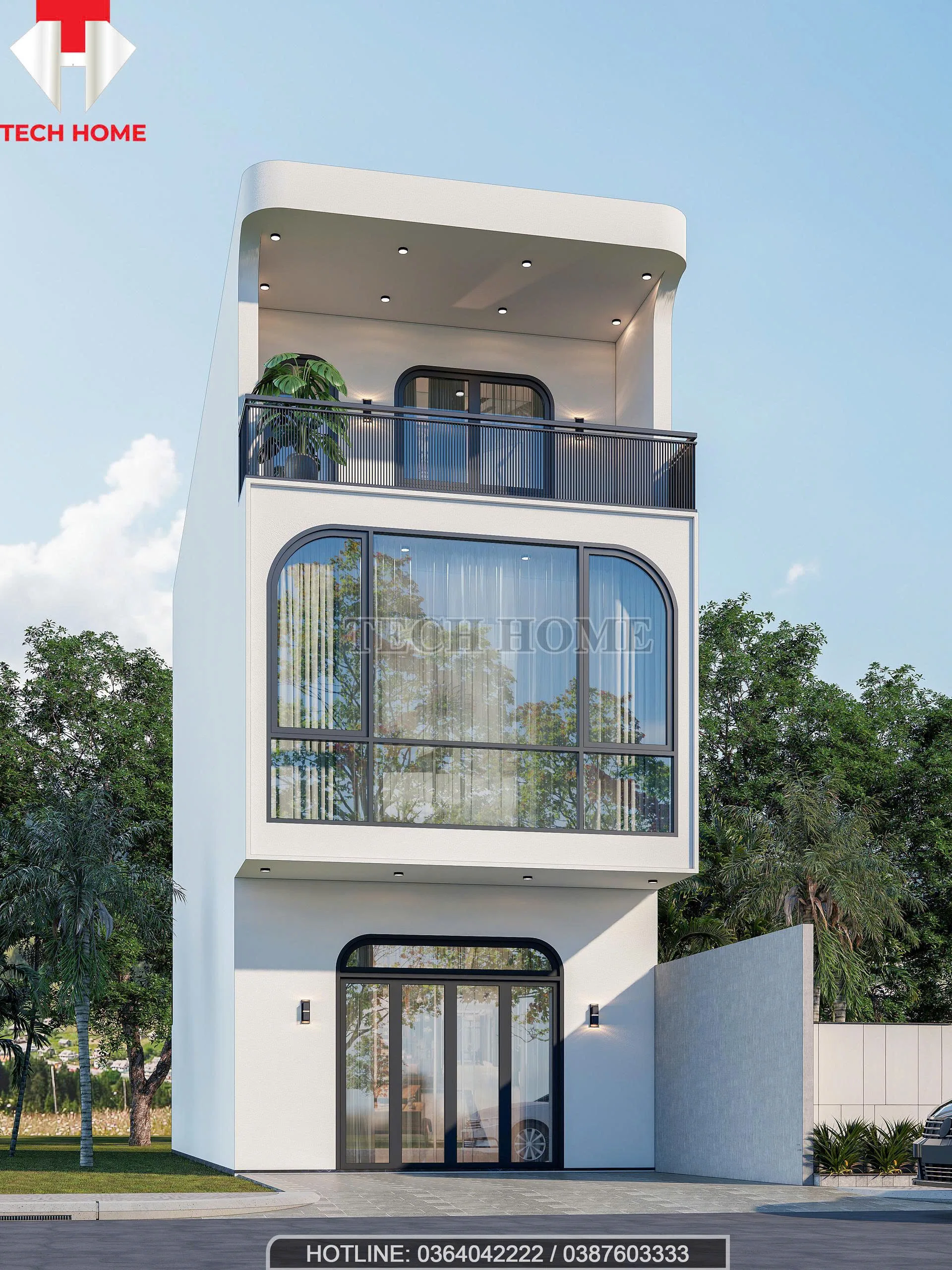 nhà phố 2 tầng 1 tum mái bằng