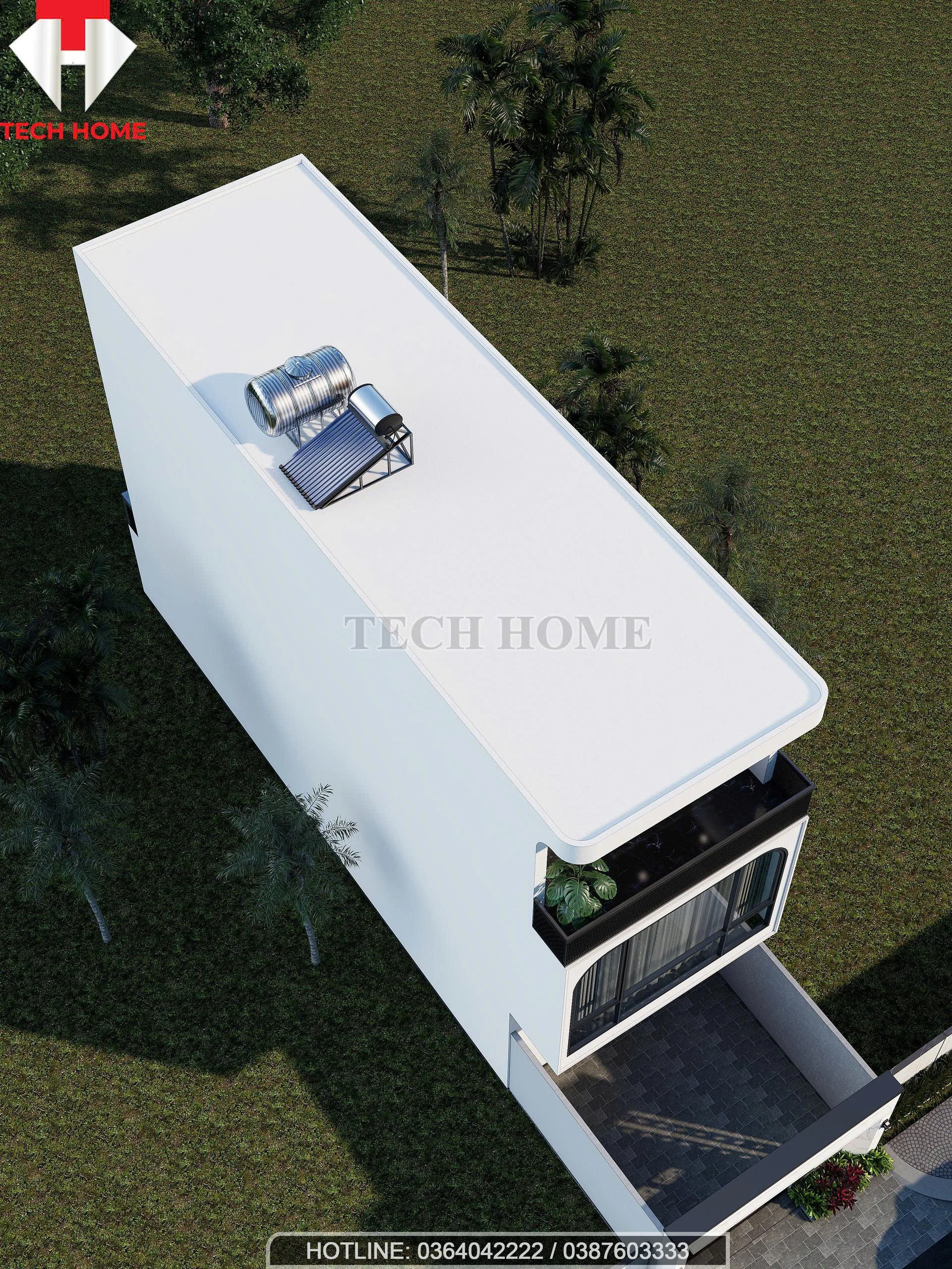 nhà phố 2 tầng 1 tum mái bằng