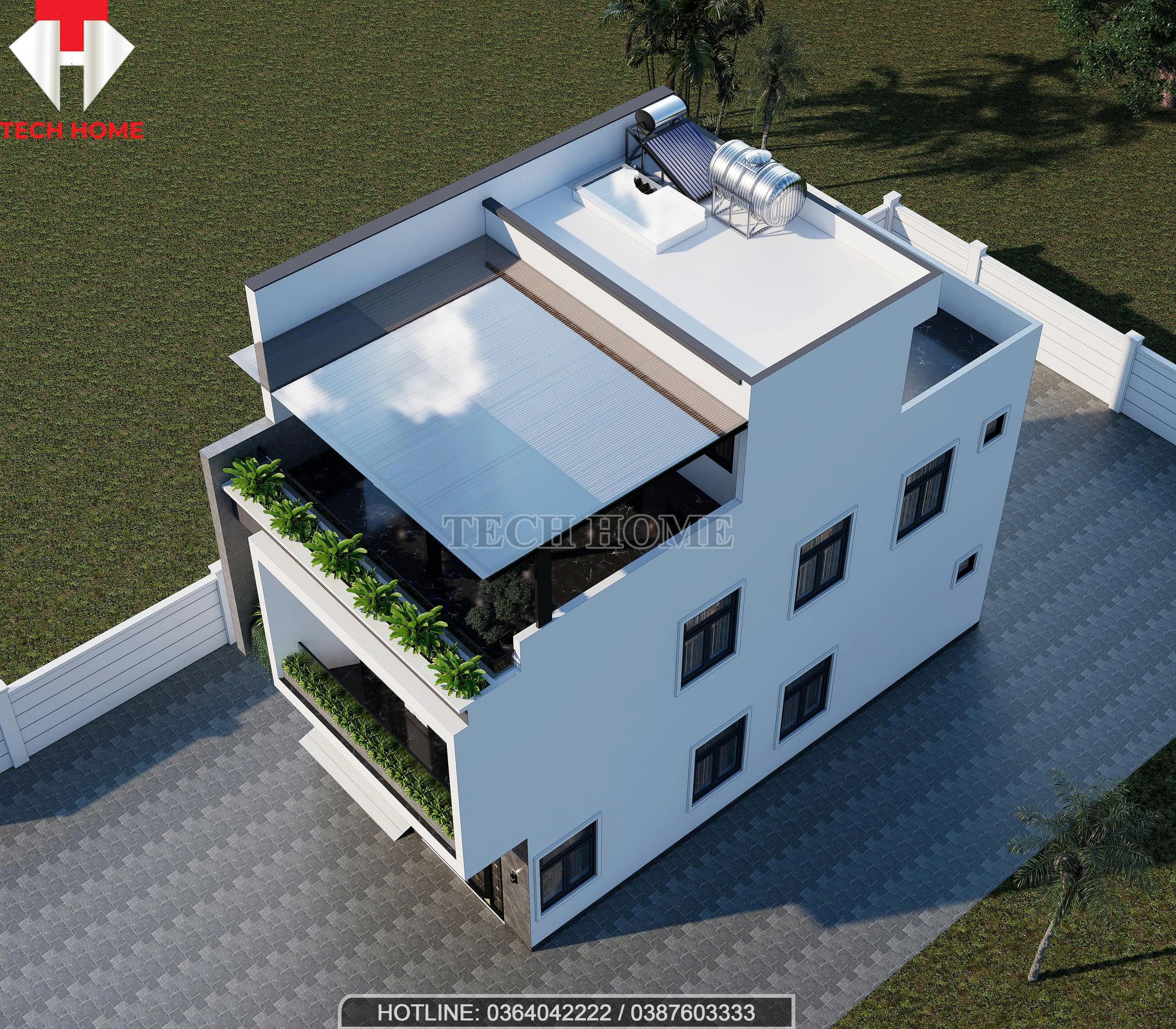 nhà phố 2 tầng mái bằng