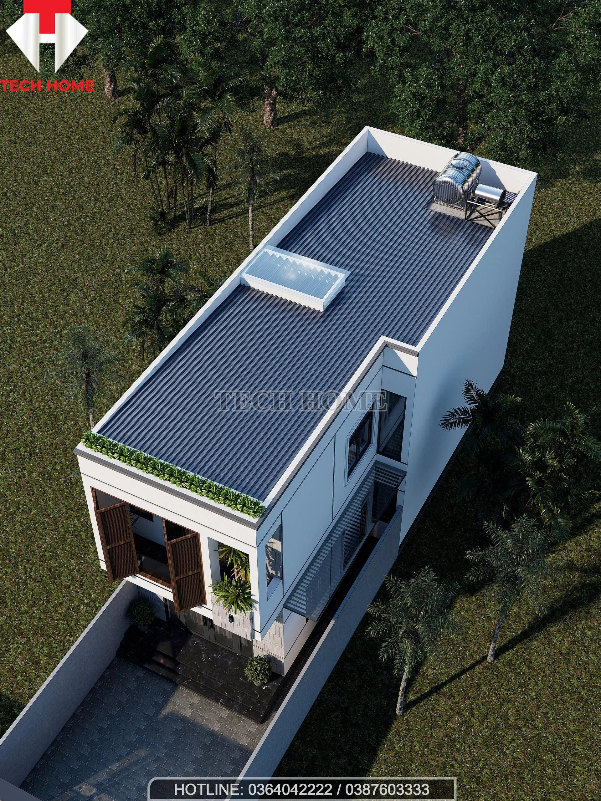 nhà phố mái bằng 2 tầng