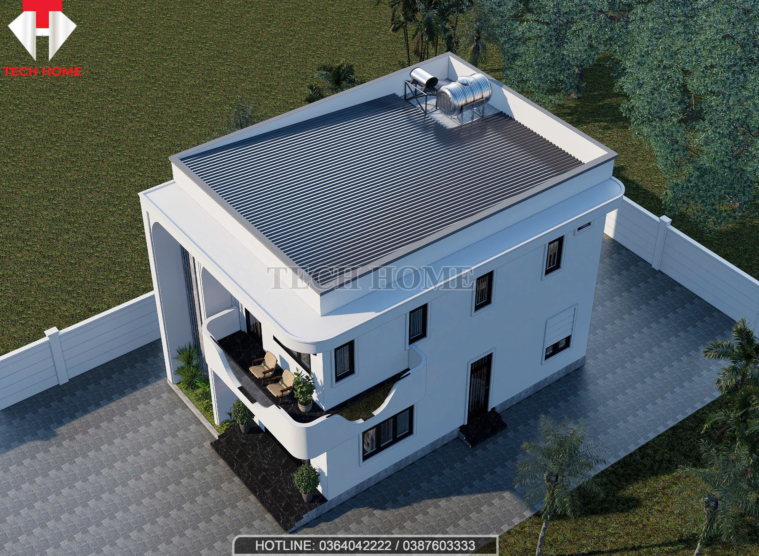 nhà phố mái bằng hiện đại