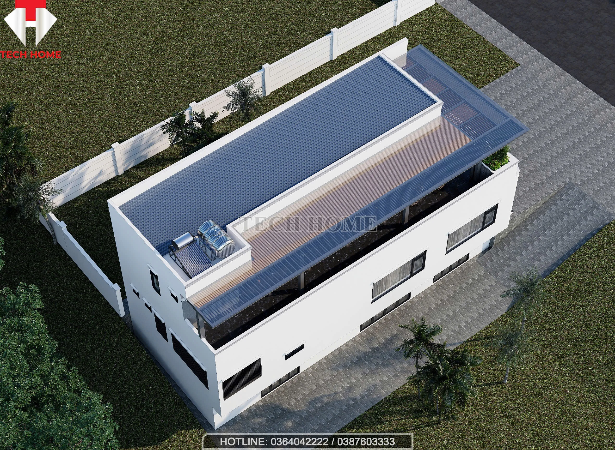 Nhà 2 tầng mái bằng hiện đại