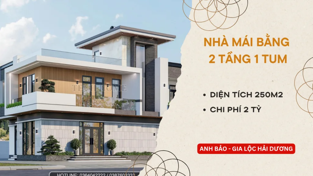 Nhà mái bằng 2 tầng 1 tum