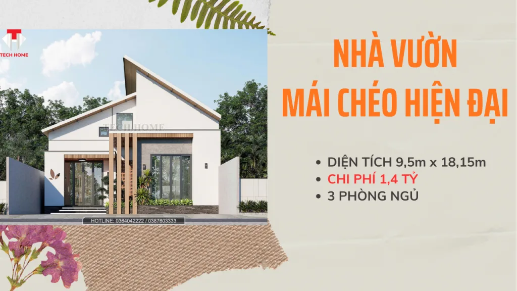 nhà vườn mái chéo hiện đại