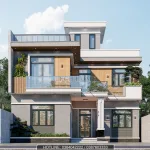 nhà mái bằng 2 tầng 1 tum