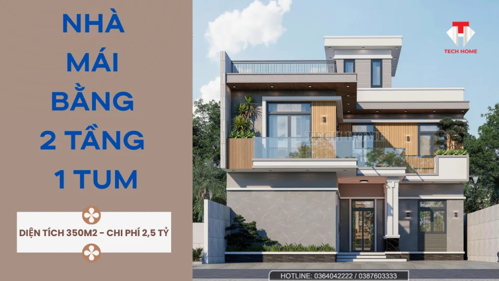 nhà mái bằng 2 tầng 1 tum
