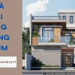 nhà mái bằng 2 tầng 1 tum