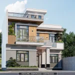 nhà mái bằng 2 tầng 1 tum