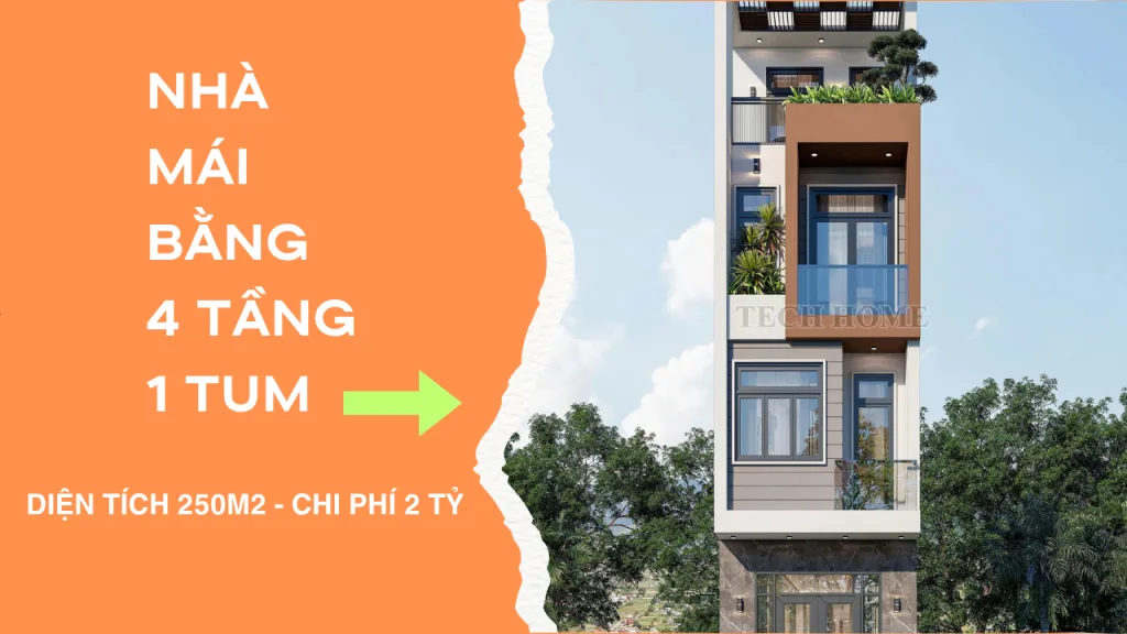 nhà mái bằng 4 tầng 1 tum