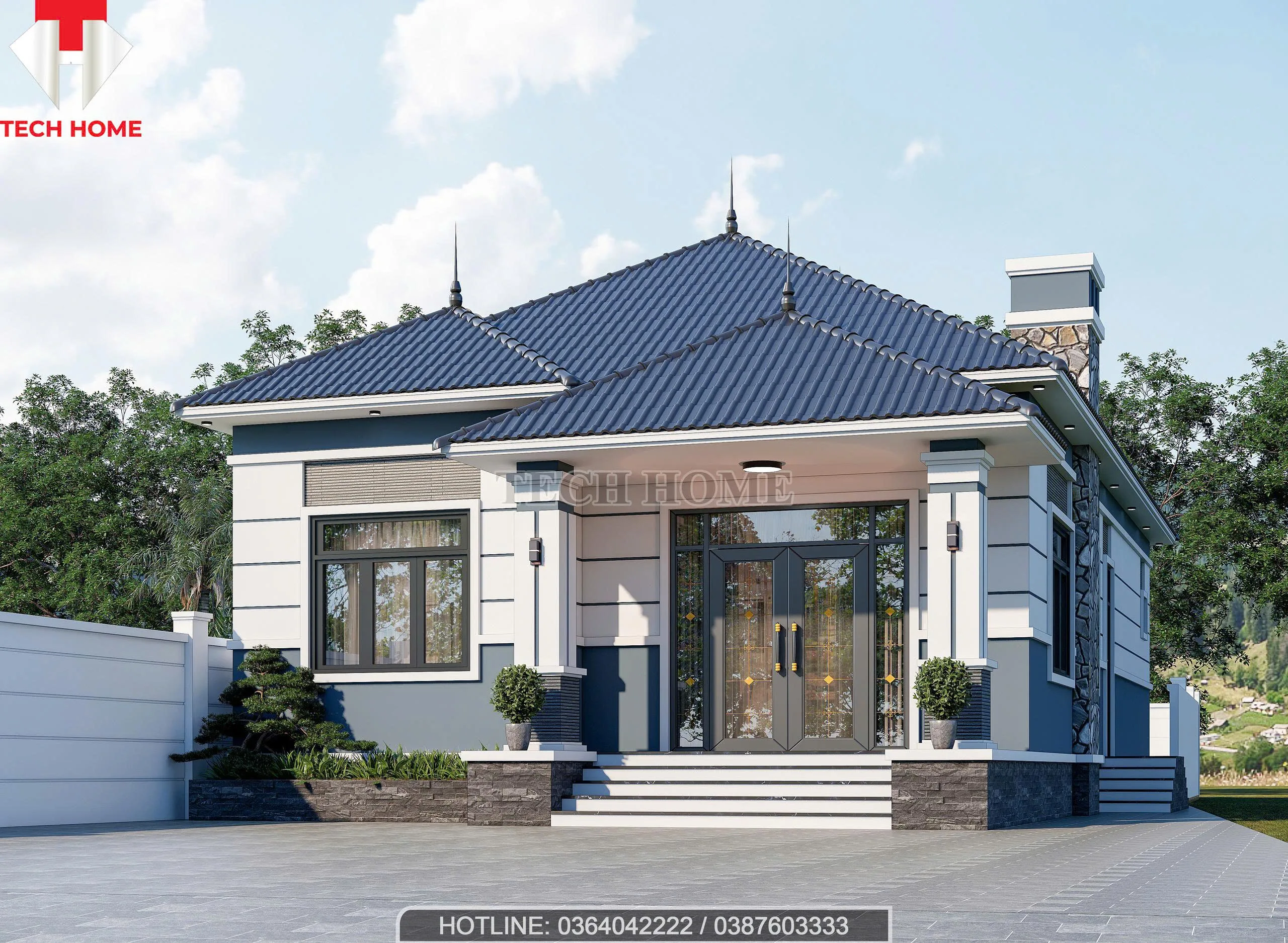 nhà vườn mái Nhật 1 tầng