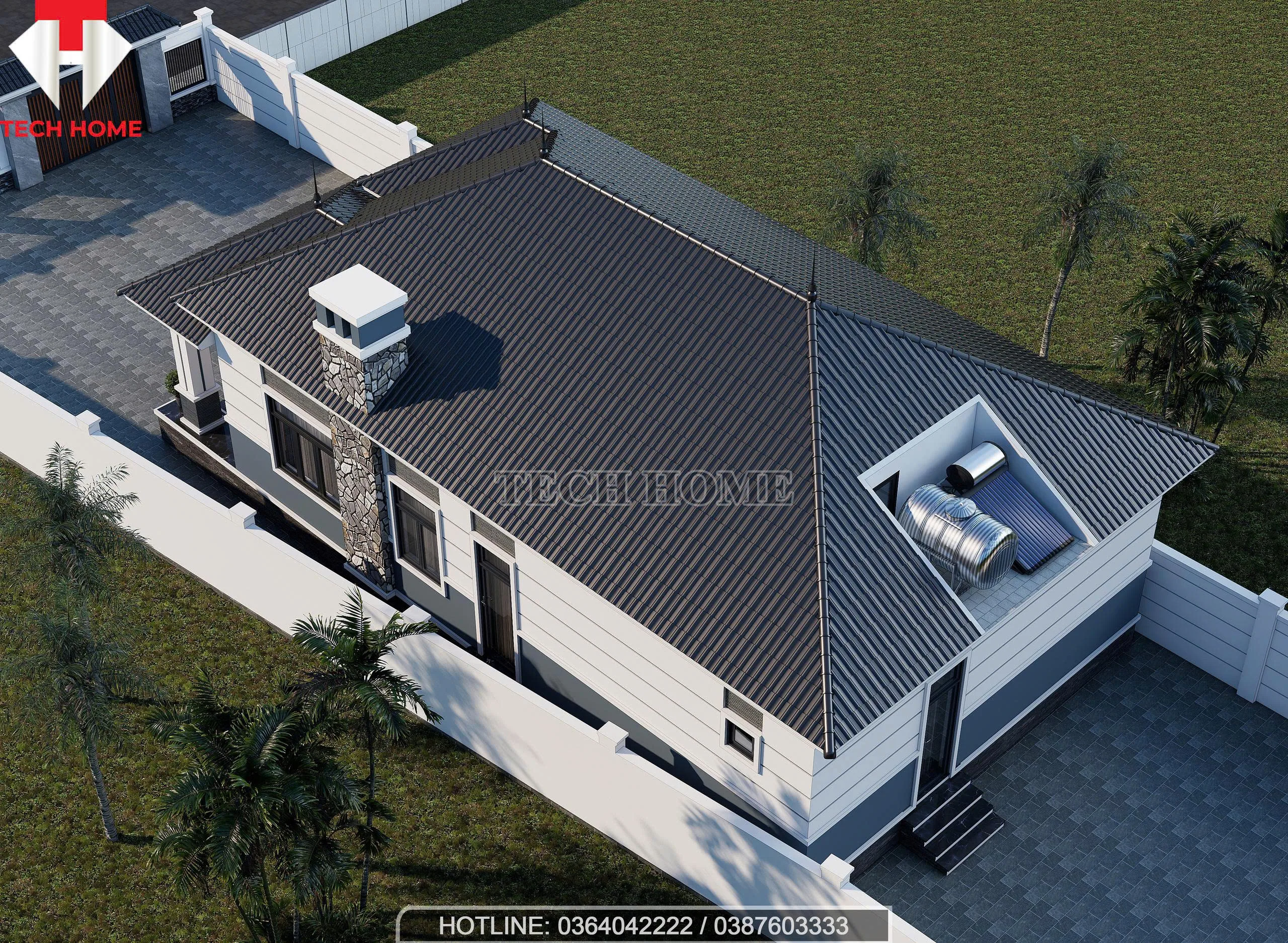 nhà vườn mái Nhật 1 tầng