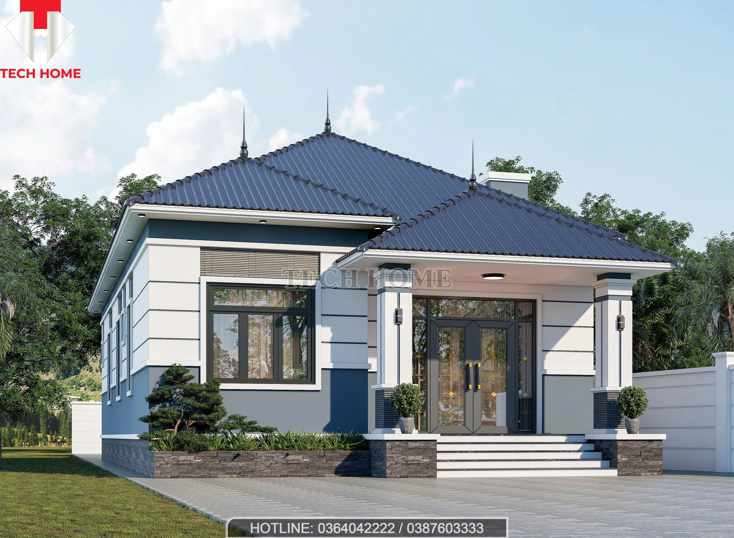 nhà vườn mái Nhật 1 tầng