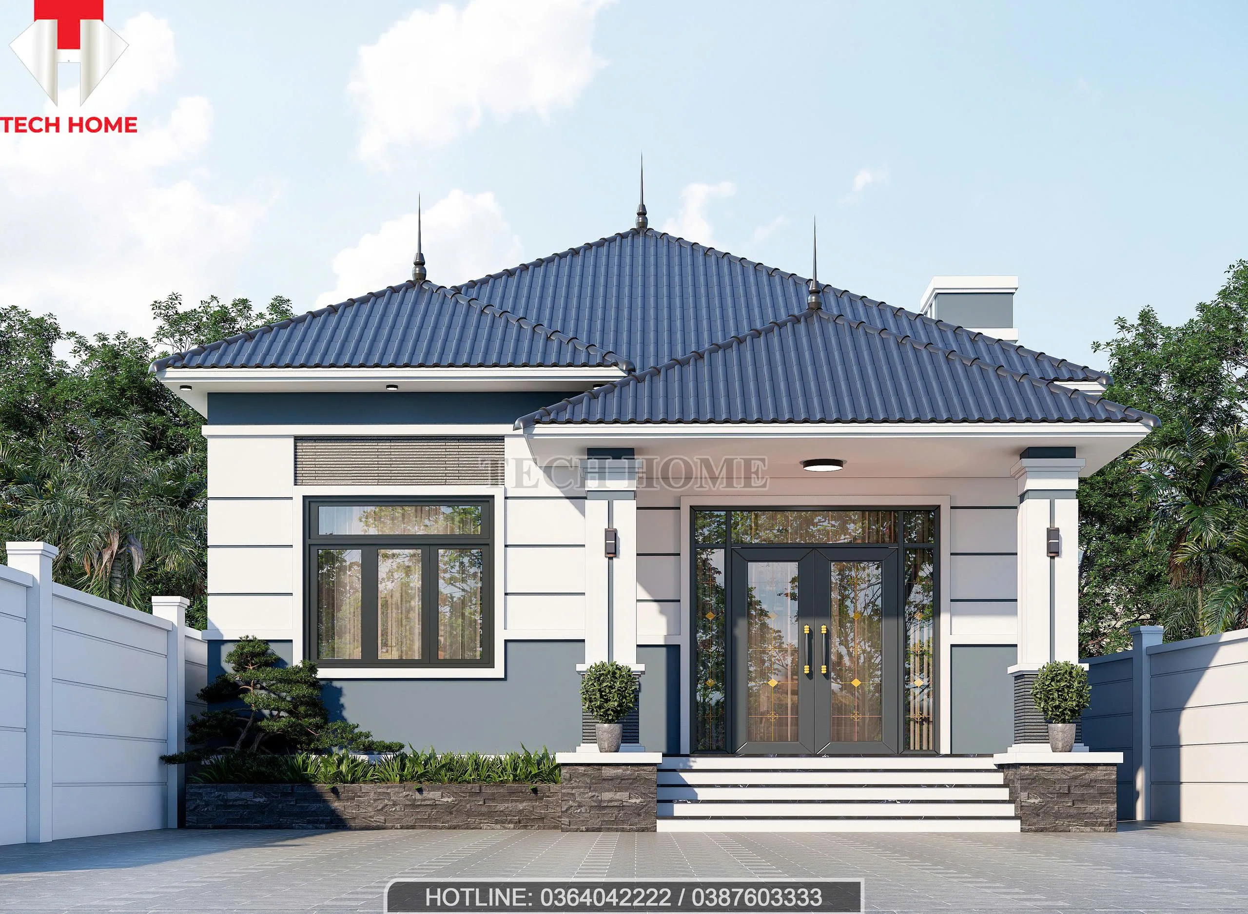 nhà vườn mái Nhật 1 tầng