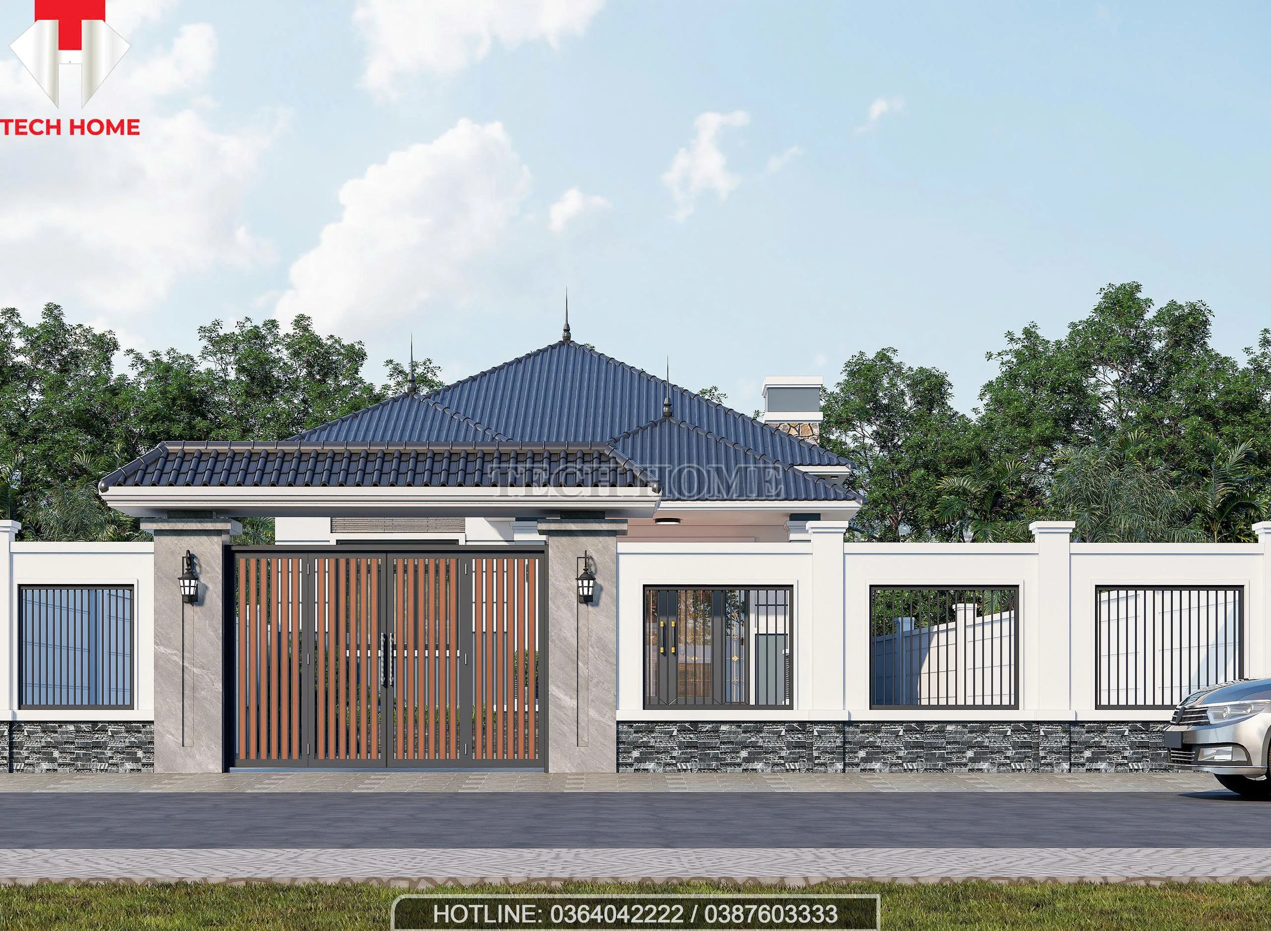 nhà vườn mái Nhật 1 tầng