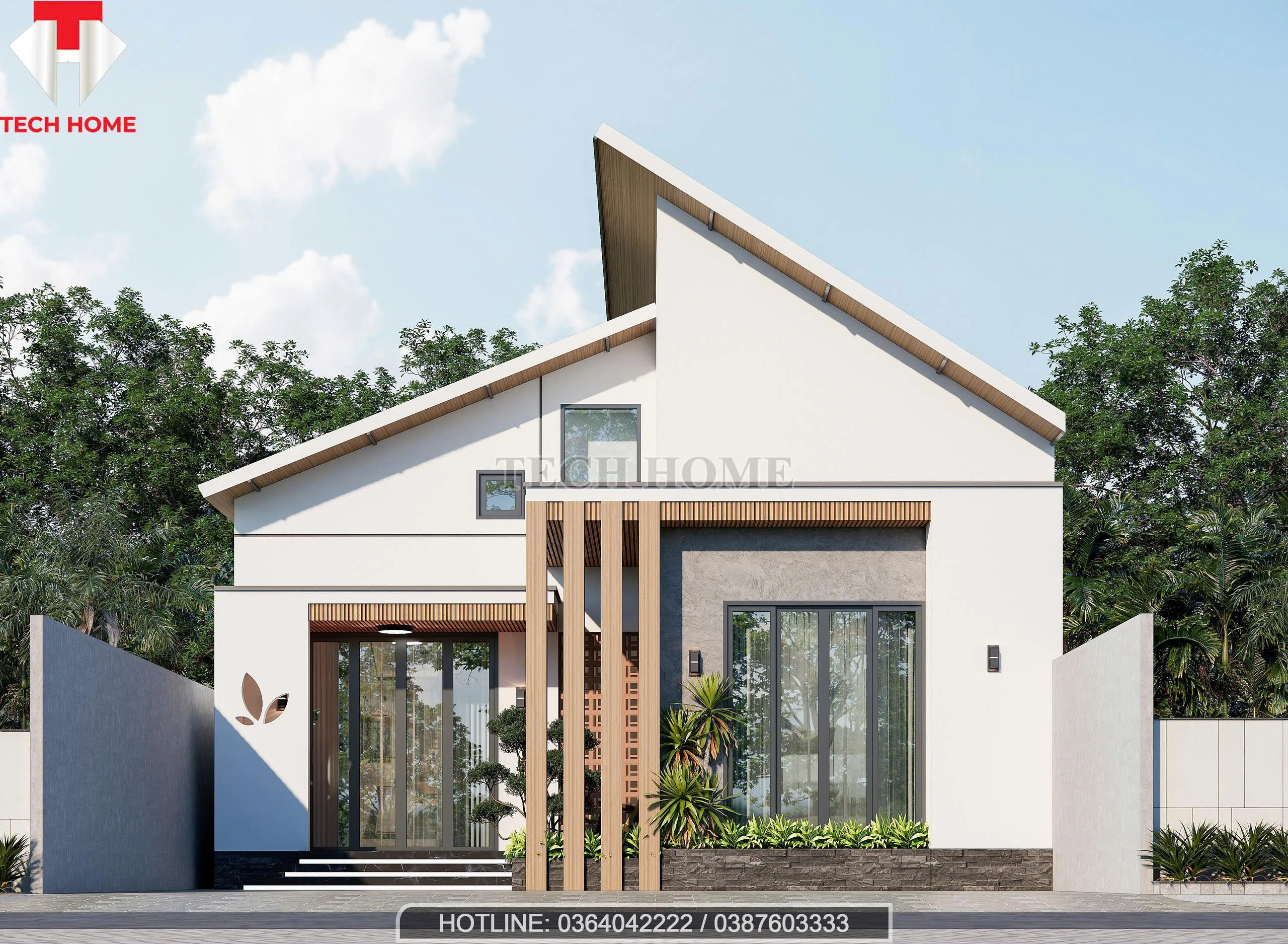 nhà mái chéo 1 tầng