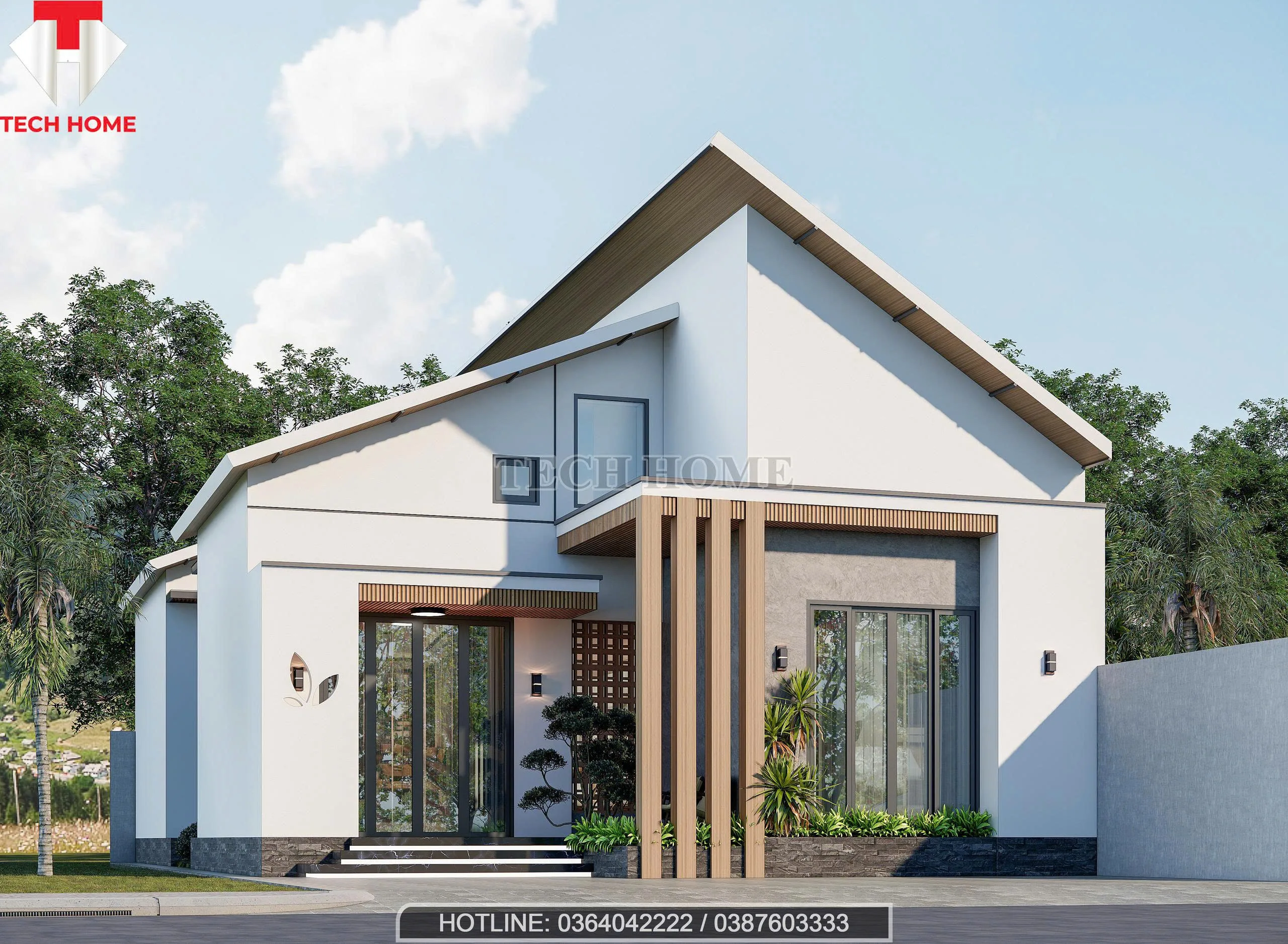 nhà mái chéo 1 tầng