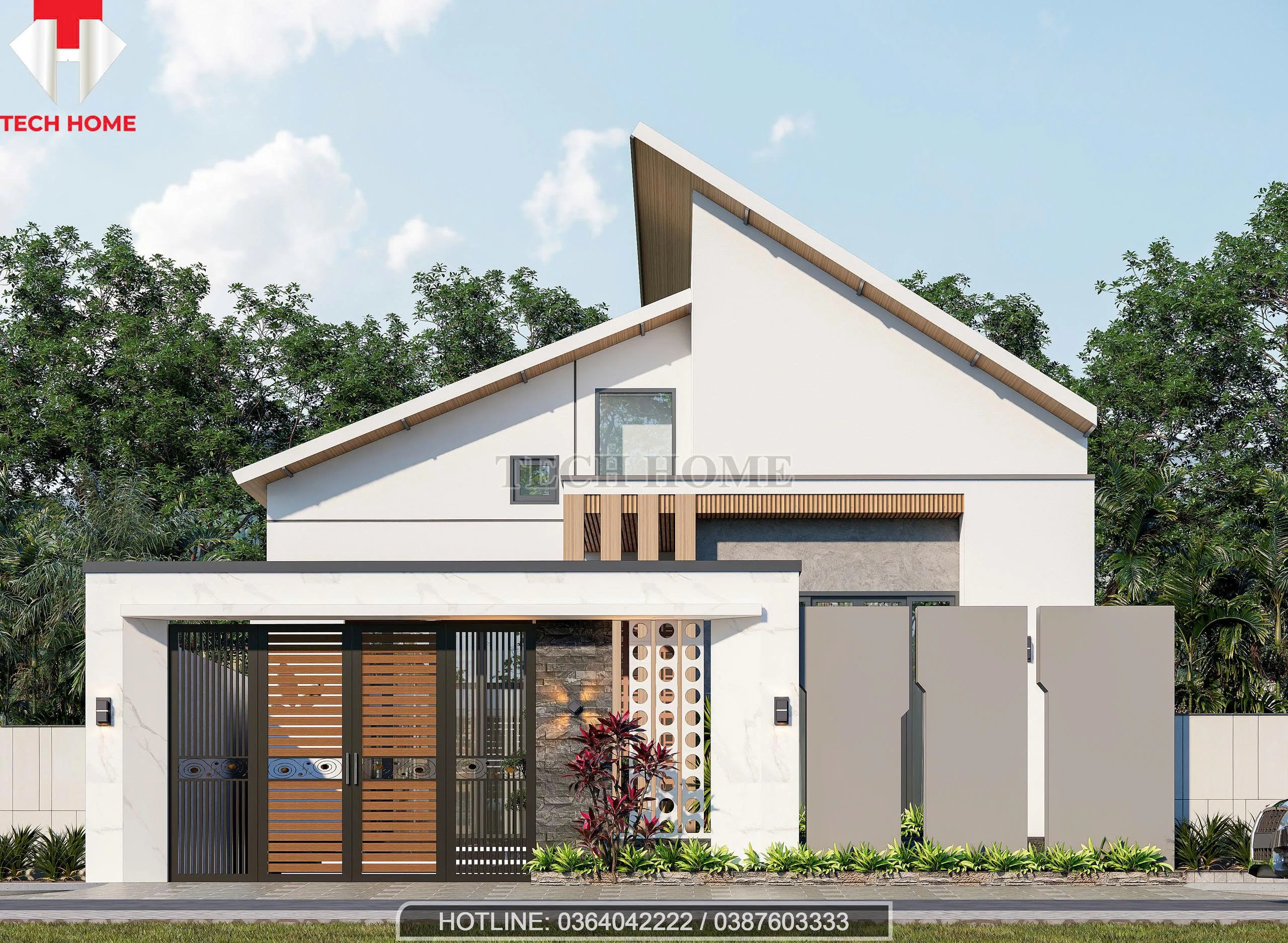 nhà mái chéo 1 tầng