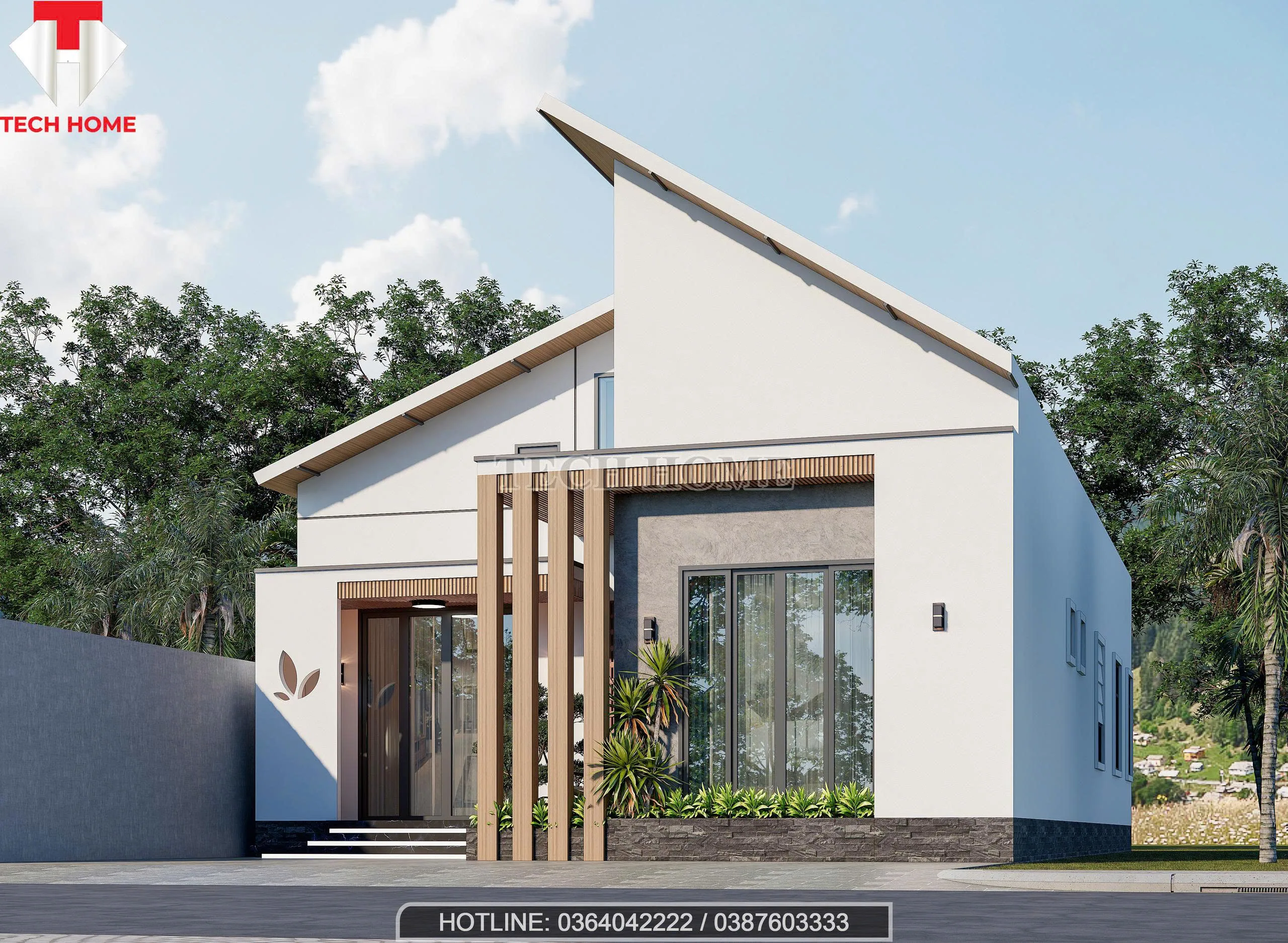 nhà mái chéo 1 tầng