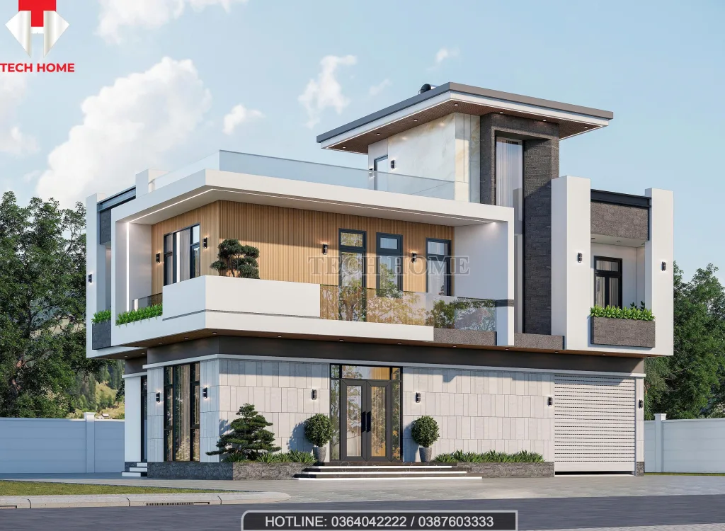 Nhà mái bằng 2 tầng 1 tum đẹp tại Hải Dương | Công trình Techhome anh Bảo