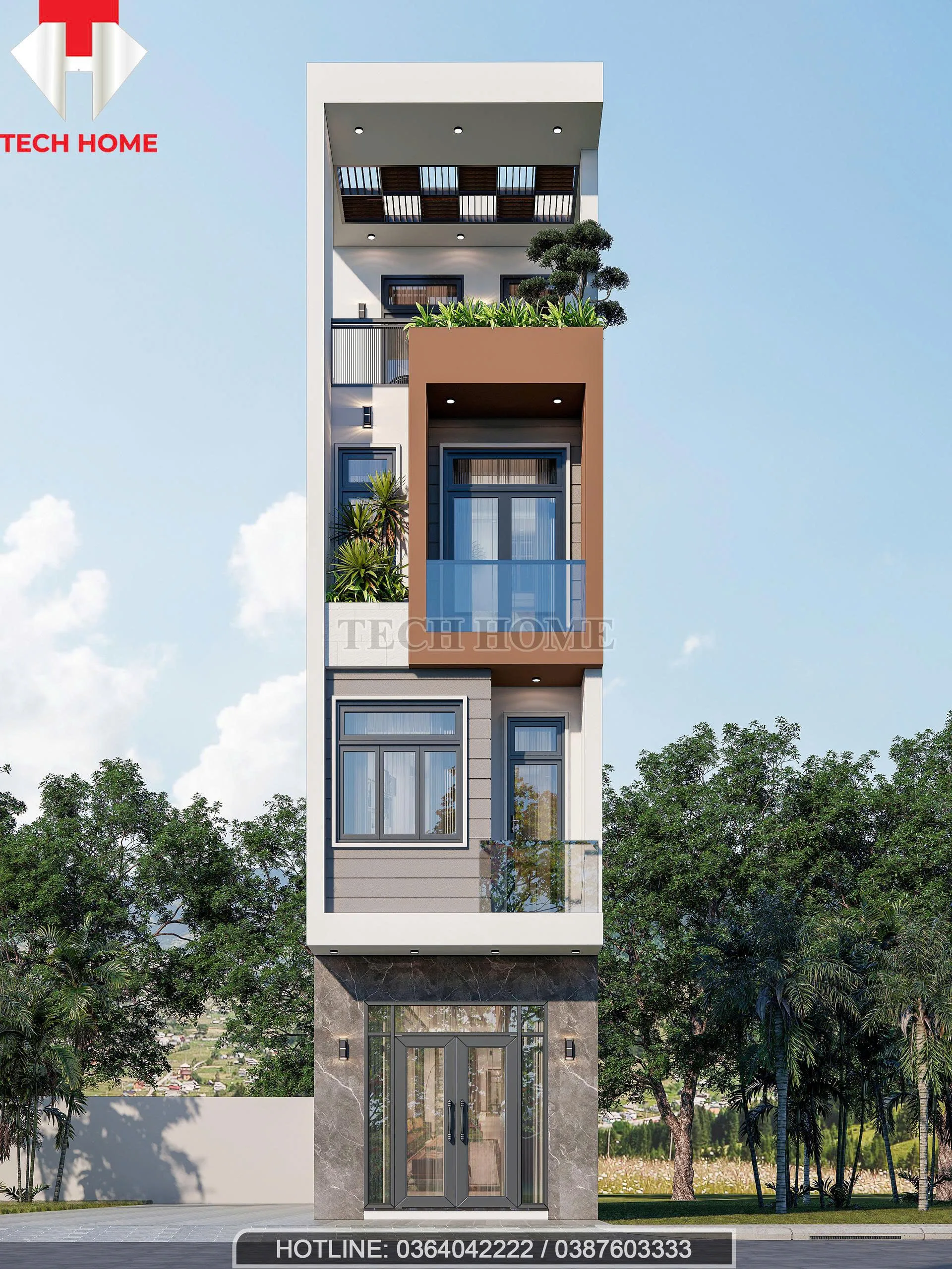 nhà mái bằng 4 tầng 1 tum