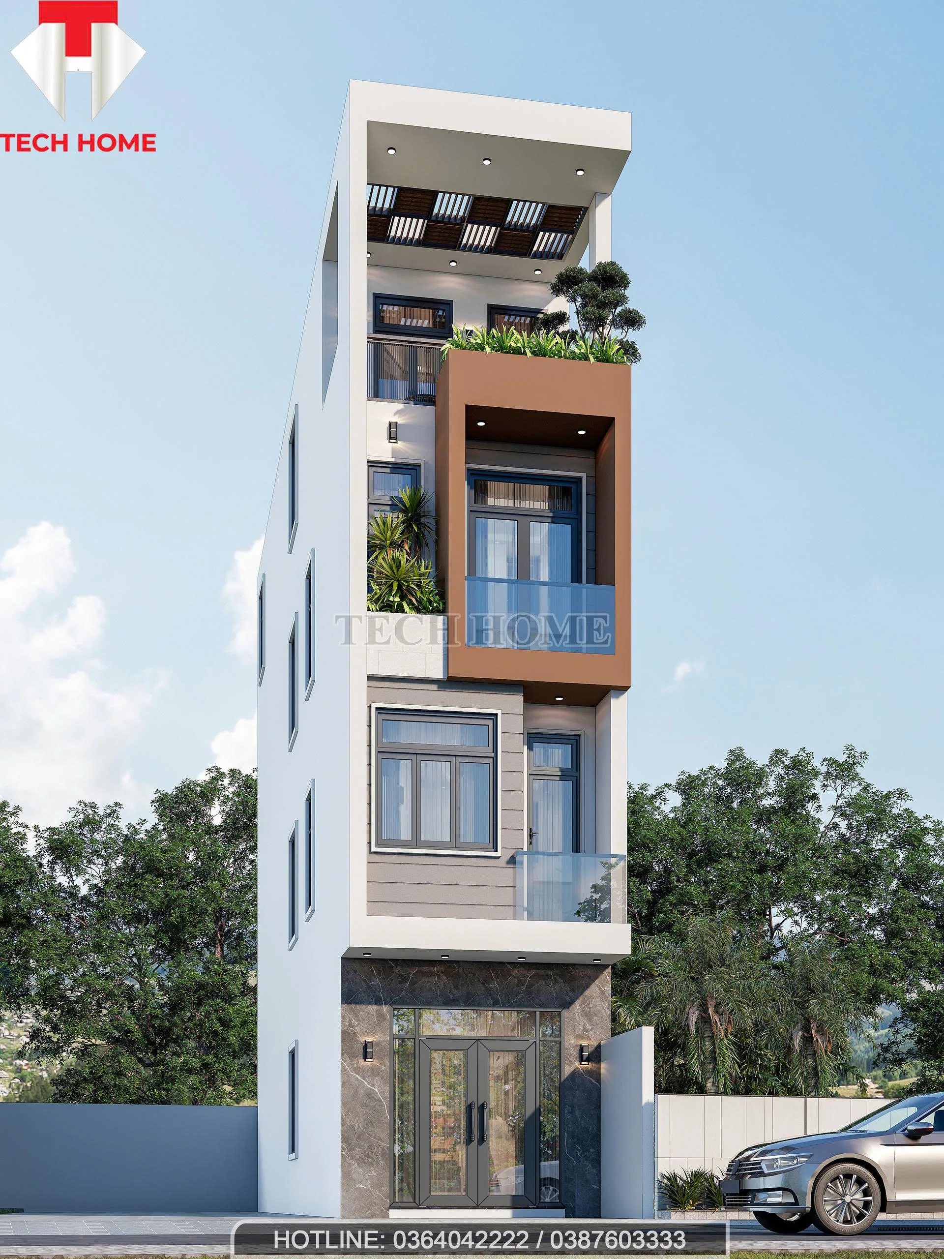 nhà mái bằng 4 tầng 1 tum