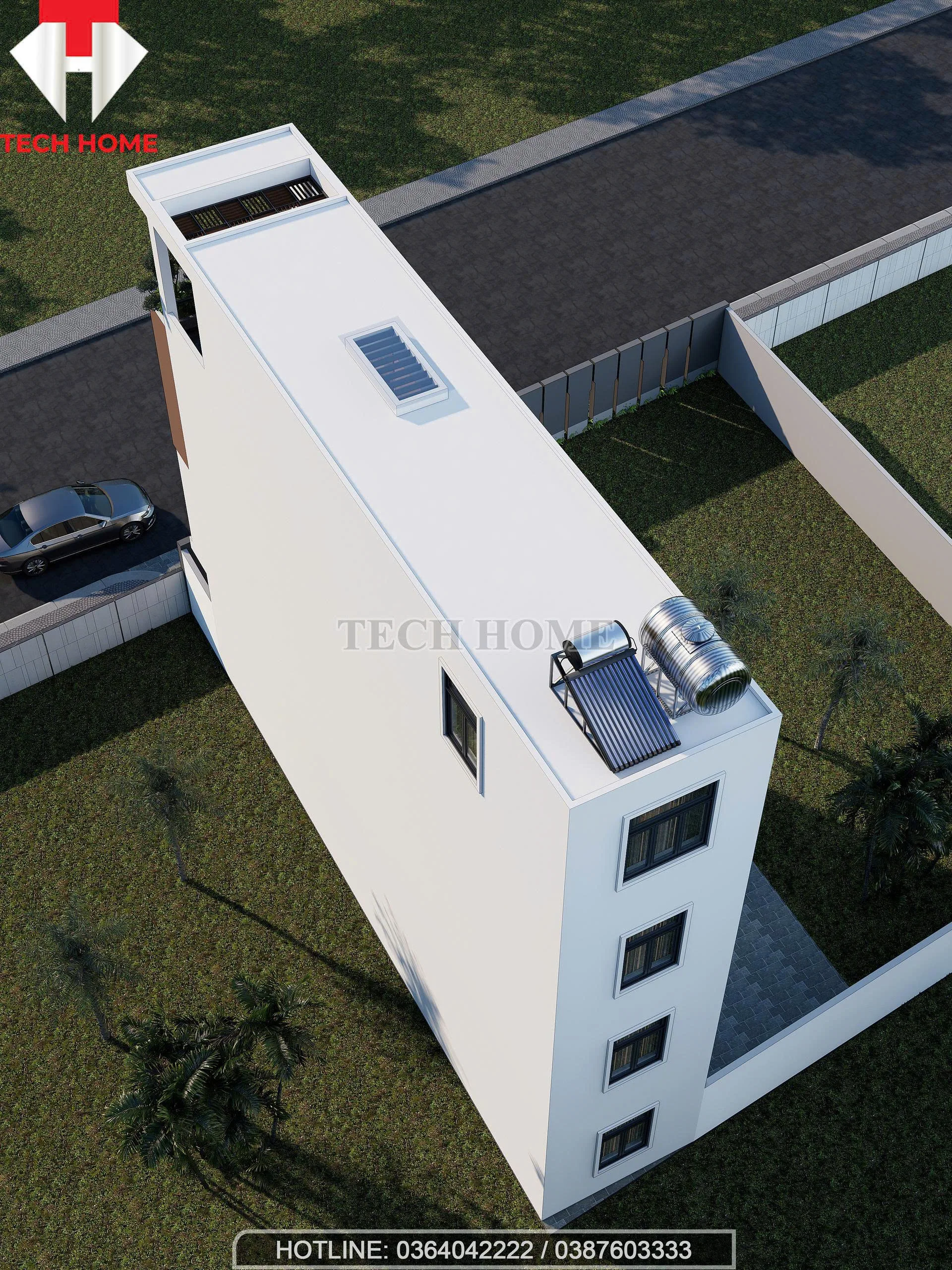 nhà mái bằng 4 tầng 1 tum