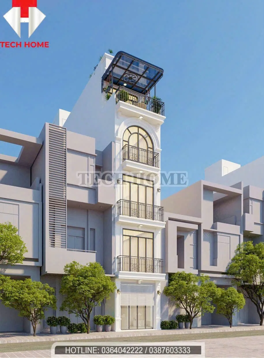 thi công trọn gói nhà 5 tầng 1 tum