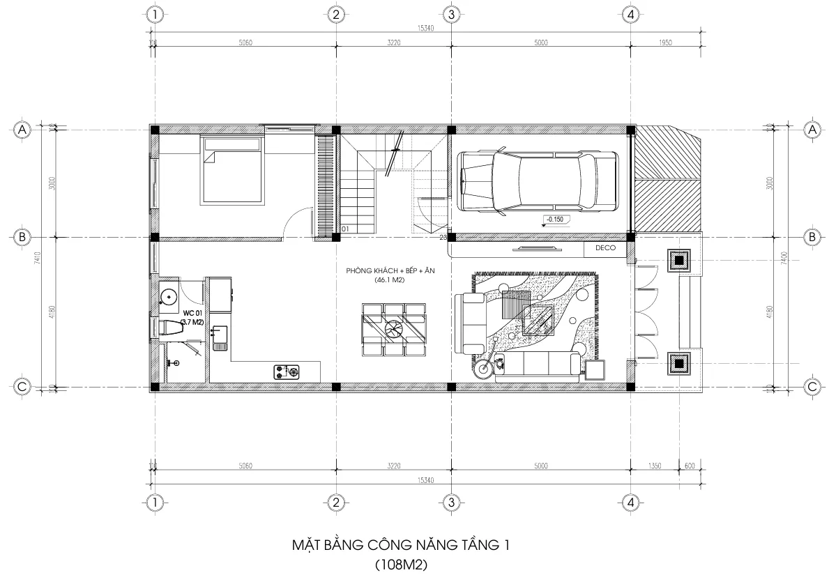 mặt bằng biệt thự 2 tầng mái nhật