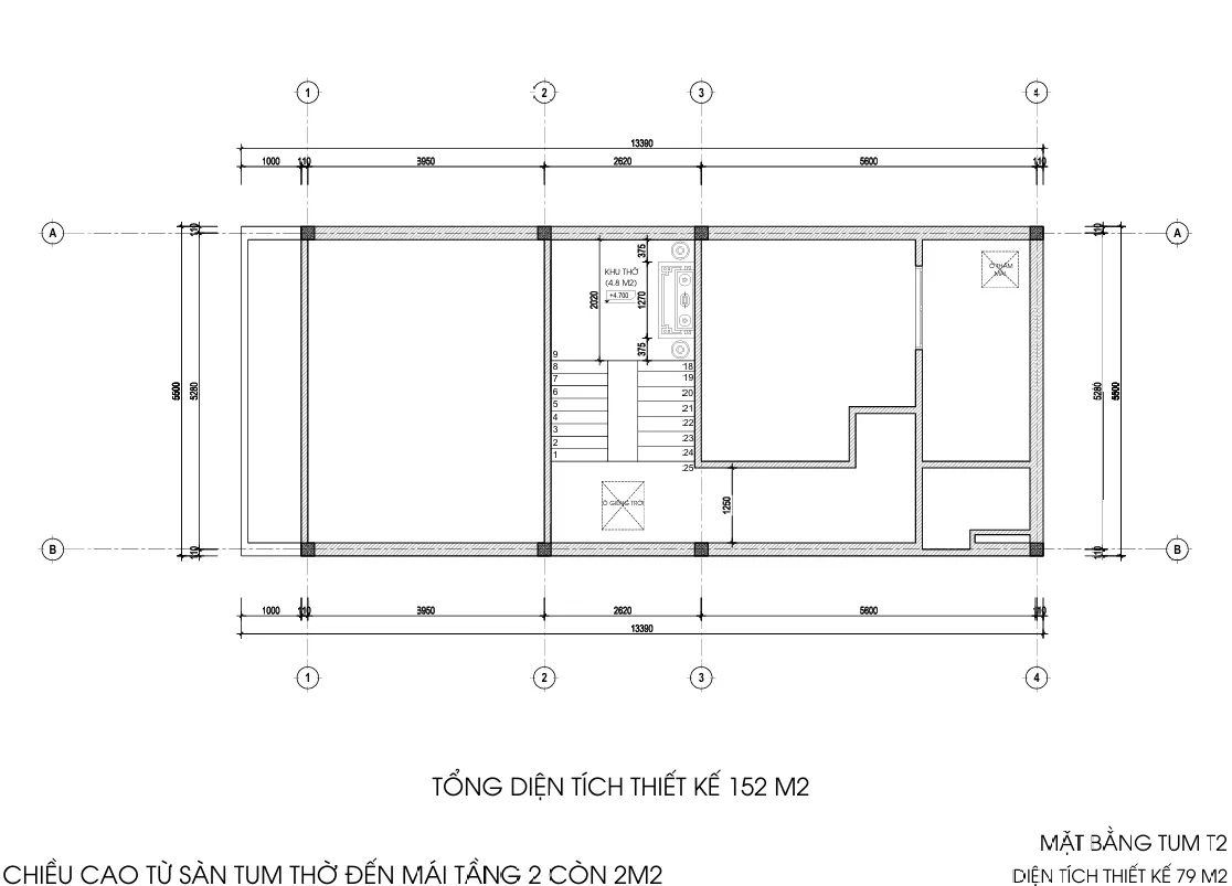 mặt bằng nội thất nhà ống 2 tầng 1 tum