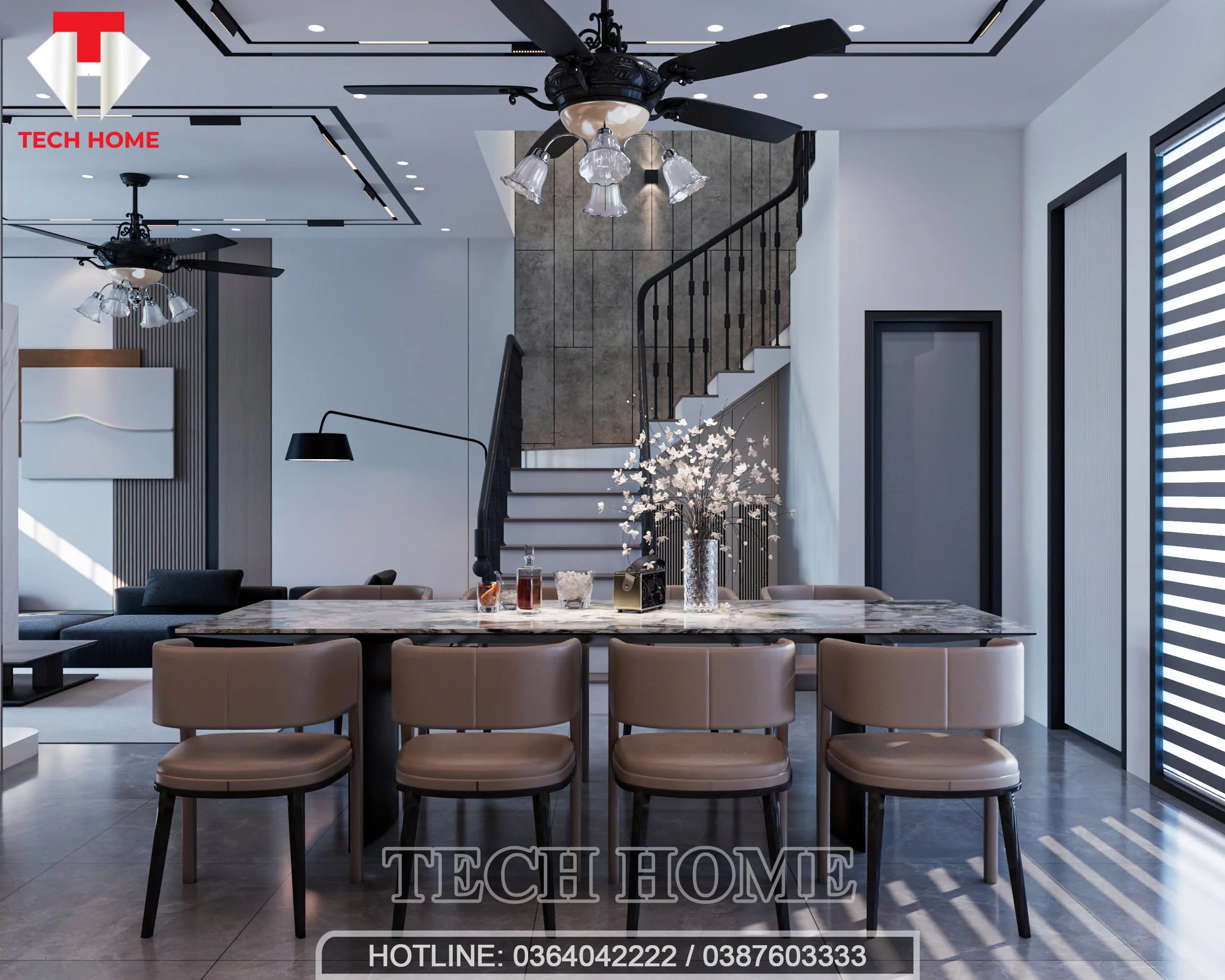 nội thất nhà ống 2 tầng 1 tum