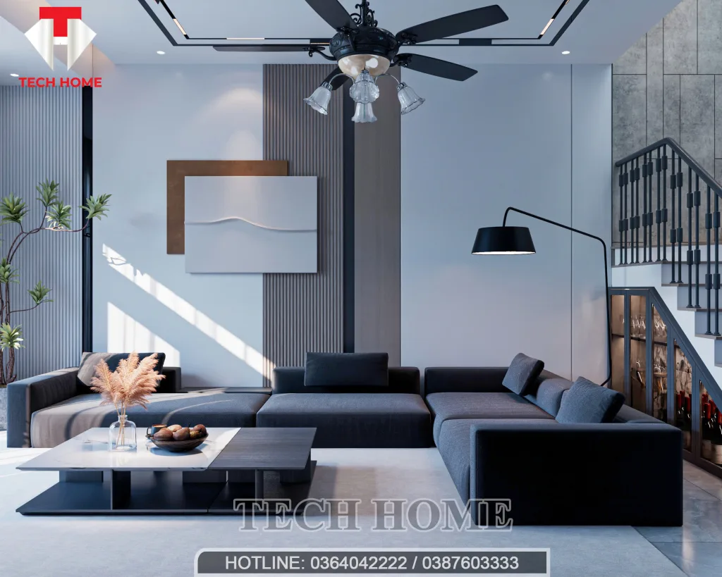 nội thất nhà ống 2 tầng 1 tum