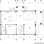 mặt bằng biệt thự mái nhật 2 tầng