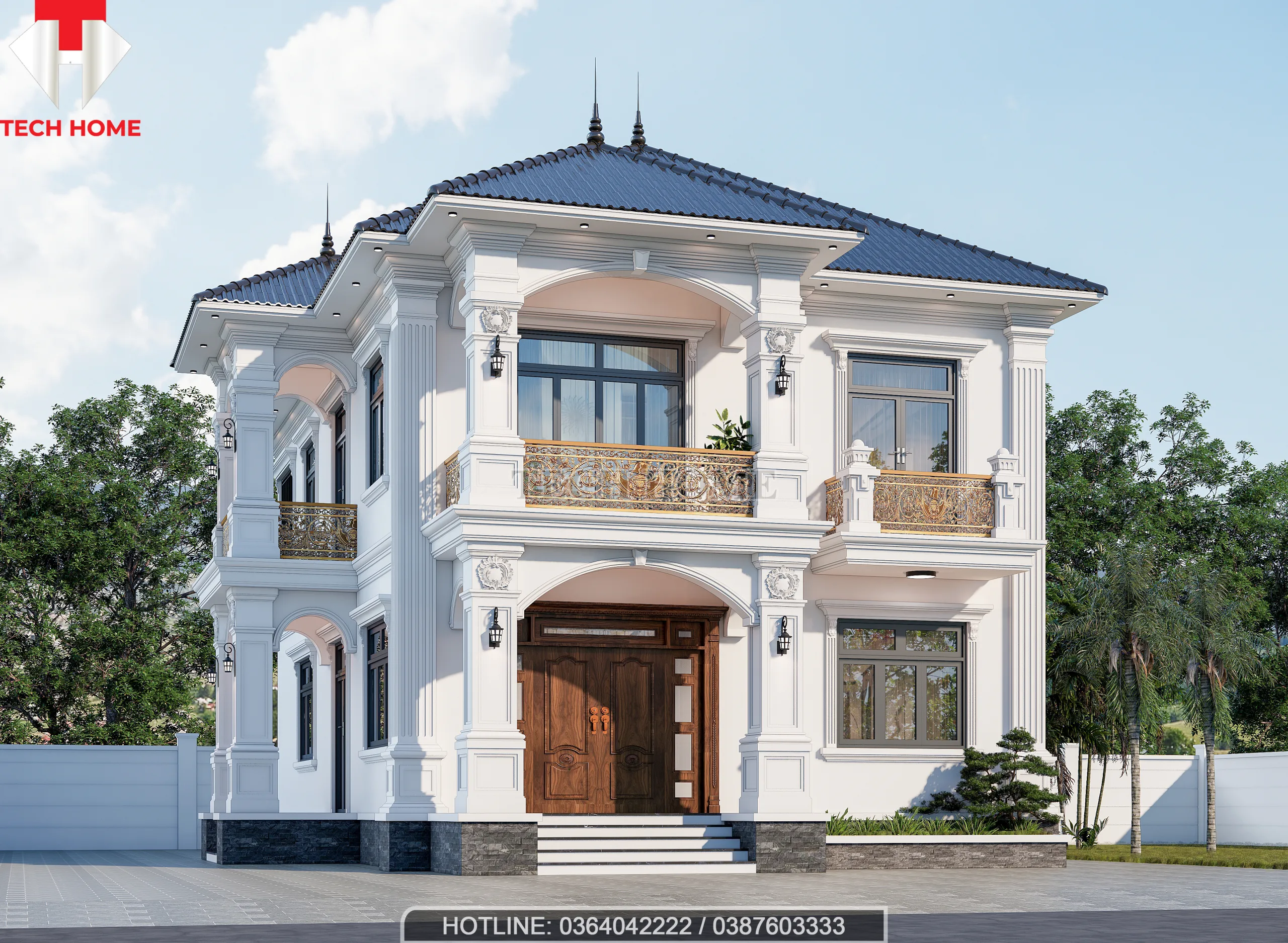 biệt thự vườn 2 tầng mái nhật 