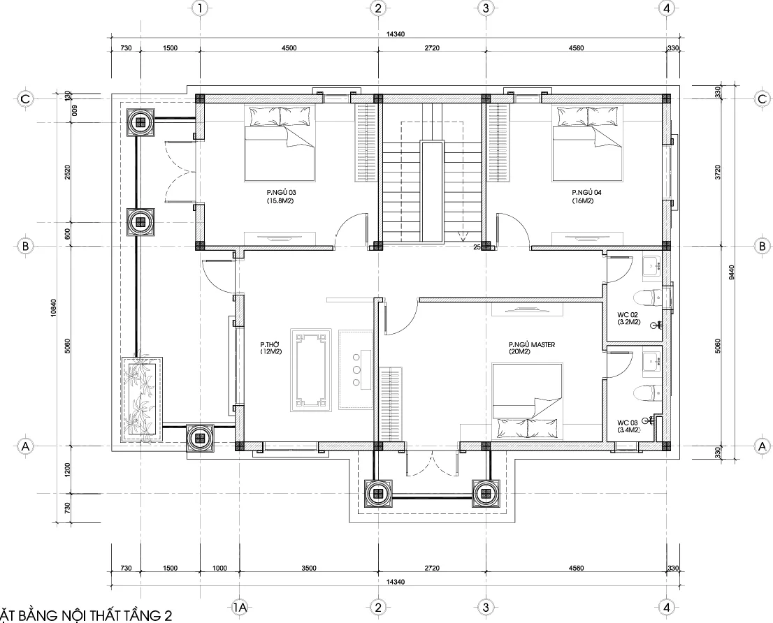 mặt bằng mẫu nhà 2 tầng mái Nhật đẹp