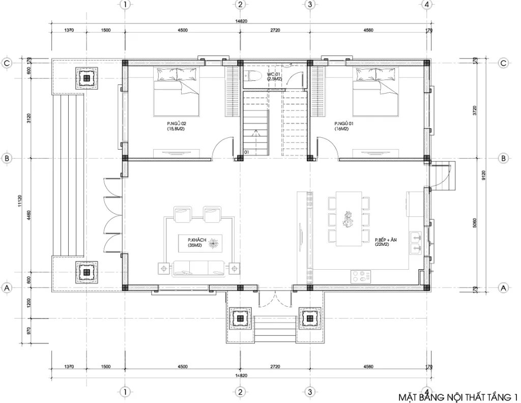 mặt bằng mẫu nhà 2 tầng mái Nhật đẹp